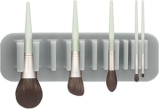 Brush Drying Holder,Cosmetic Brush Drying Rack,Stick And Store,Wall Mounted Silicone Makeup Brush Holder,Cosmetic Brush Drying Rack,Makeup Brush Rack (Gray)