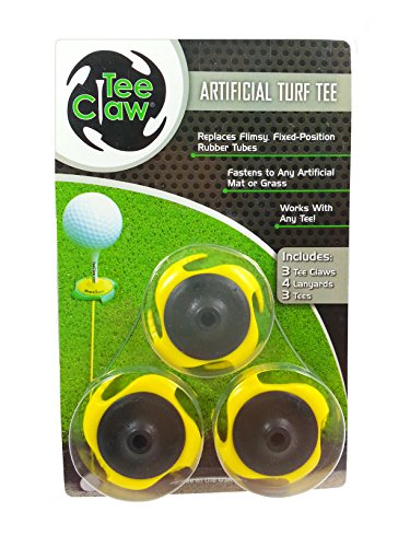 Tee Claw Golf Training Aid Kit, Artificial Turf Tee Holder and Training Aid (Yellow/Black, 3-Pack)