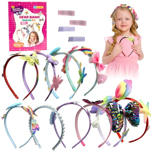 Serre Tete Fille, Kit de Fabrication de Bandeaux pour Filles, Serre-tête Bricolage, Bandeau Artisanat Filles, Accessoires Cheveux DIY Enfant, DIY Set Bandeau pour...