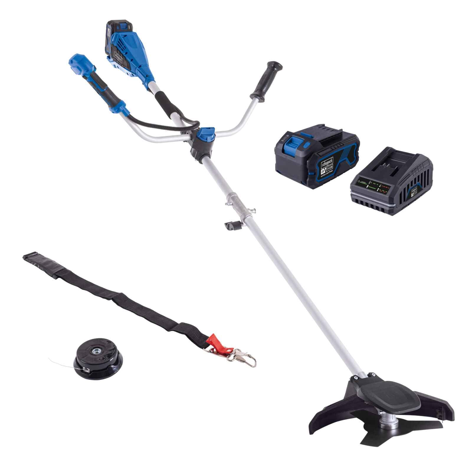 Scheppach BC-BCH330/20-X Kit L | Brushless | Débroussailleuse sans Fil | Largeur de Coupe 330 mm | Fil 4 m/1,6 mm | Série 20 V IXES | avec Batterie 4 Ah et Chargeur 2,4 A
