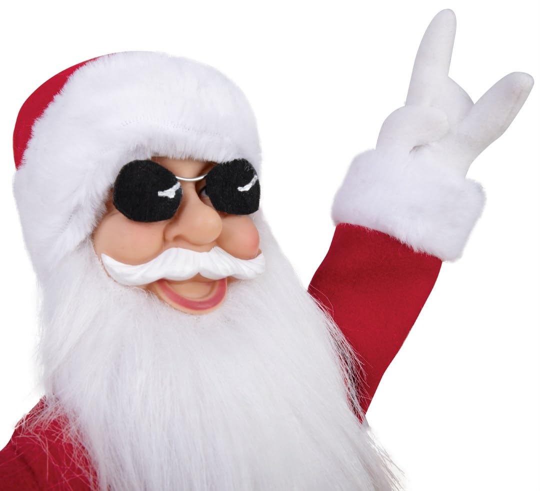 P'tit Clown - 23713 - Automate Noël - DJ Père Noël - Décoration Animée et Sonore - Animatronique Noël - Christmas Animatronic - H. 35 cm - Fonctionne avec Piles 3xAA (Non Incluses)