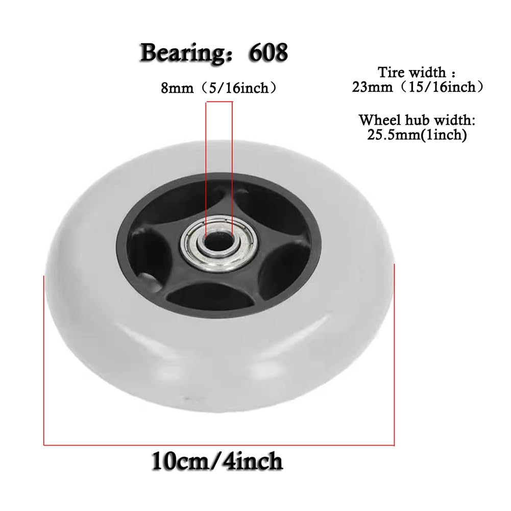 4 Inch Wheelchair Front Wheels, Manual Wheelchair Replacement Parts, Solid Casters Rollers for Walkers, Rollators