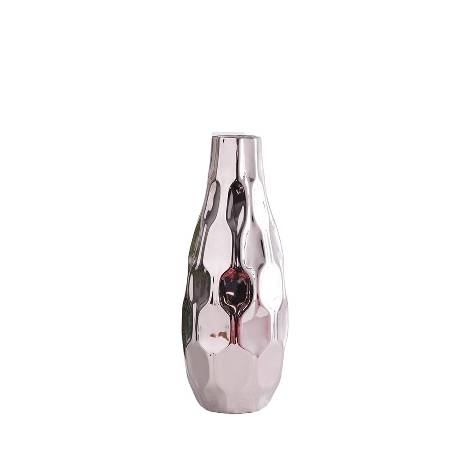 Geometric Vases Electroplated Ceramic Geometric Vase Tabletop Decor Ornament Flower Arrangement Living Room Aesthetic Decoration(Color02-a)