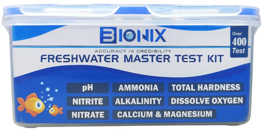 BIONIX Fresh Water Testing kit for pH,Total Hardness,Ammonia,Alkalinity,Dissolve Oxygen,Calcium,Magnesium,Nitrite & Nitrate (400 Test) | Master Test Kit for Aquarium and Fish Farming.