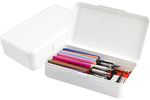 White Plastic Pencil Case – 1 Pack Hard Pencil Case for Office Supplies