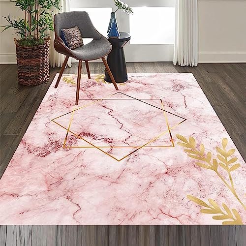 Roségoldener Marmor Und Blumenmuster Teppich Kinderteppich Wohnzimmerteppich Schlafzimmerteppich...