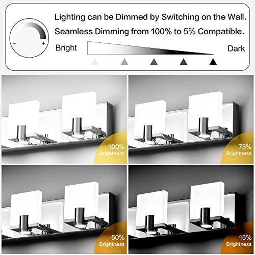 Image of PRESDE 4 Light Bathroom Vanity Light Modern Chrome Bathroom Light Fixtures LED for Bath Wall Lighting Dimmable