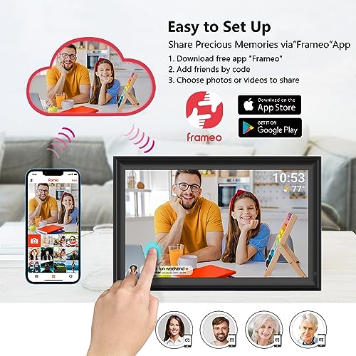 Moonka 𝟔𝟒𝗚𝗕 Frameo Digital Photo Frame, 15.6-Inch Wifi Digital Picture Frame With 1920X1080 Ips Fhd Touch Screen Motion Sensor Auto-Rotate Wall Mountable Easy Share Photos/Videos Via Frameo From Anywhere thumb #2