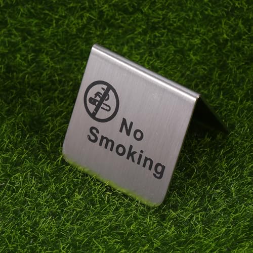 Gatuida No Smoking Sign, 3pcs No Smoking Table Sign Double Side Metal No Area Table No s Do Not Smoke for Desk - Image 4