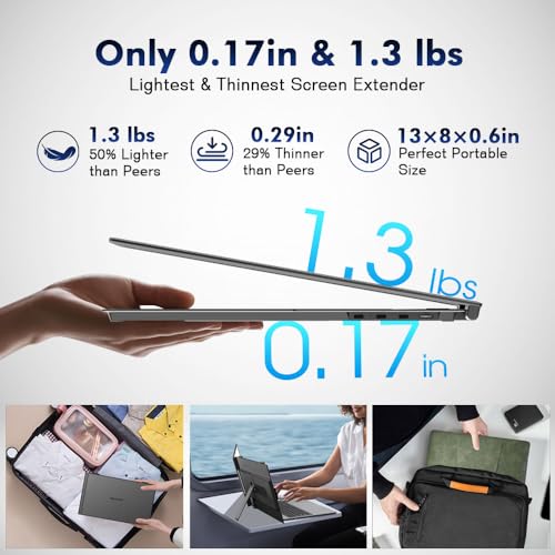 Image of Blackview Laptop Screen Extender 14 inch FHD IPS, 1.3lbs 0.17 inch Ultra-Slim | 4.5mm ultra-slim, 14 inch 1080 FHD IPS, 180 rotate, dual-screen, plug & play, USB-C /HDMI, works with Mac /Windows /Android /Switch