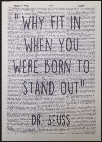 Parksmoonprints Dr Seuss Quote Print Vintage Dictionary Page Picture Wall Art Born To Stand Out