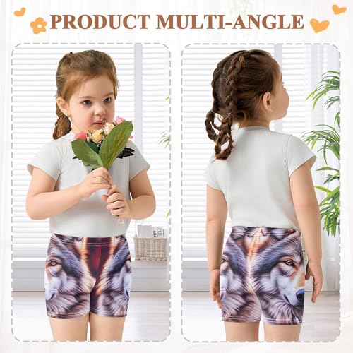Gray Wolf Wild Animals Sunset Girls' Biker Shorts Toddler 4t Under Dress Shorts Funny Cotton Dance Clothes4
