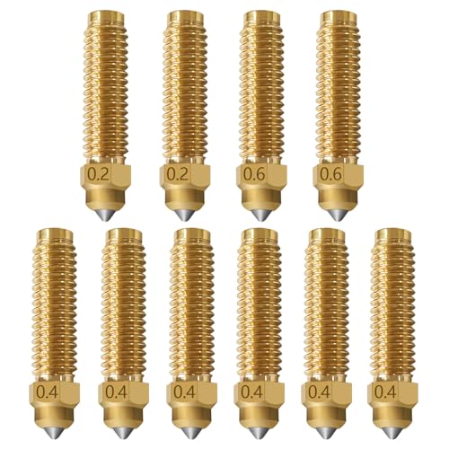 RugooSpink 10PCS Brass-Hardened Steel Nozzles for Centauri Carbon 0.2MM 0.4MM 0.6MM Original Hotend Nozzles Superior The