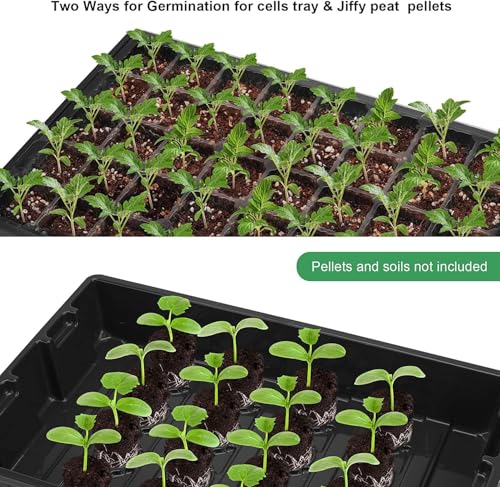 Image of MIXC Seedling Trays Seed Starter Tray, 5-Pack Mini Propagator Plant Grow Kit Greenhouse with Humidity Vented Domes and Base for Seeds' Starting (40 Cells Per Tray, Total 200 Cells), Black
