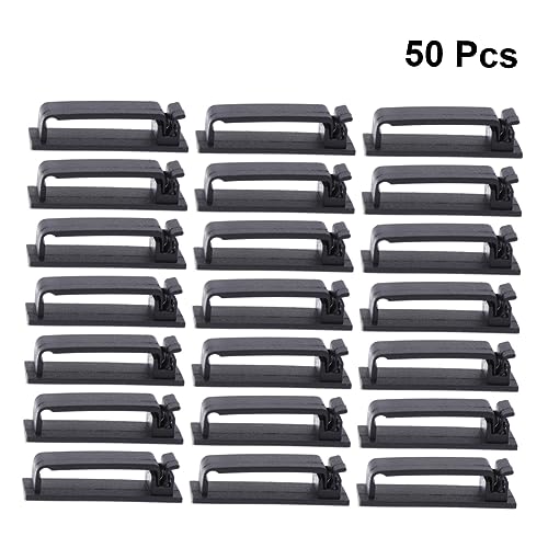 50Pcs Soportes de Bridas de Plástico con Adhesivo para Gestión de Cables | Diseño de Bloqueo Ajustable, Clips Negros para Auriculares y Cables de Computadora, Montaje en Pared o Techo, Fácil Montaje miniatura 5