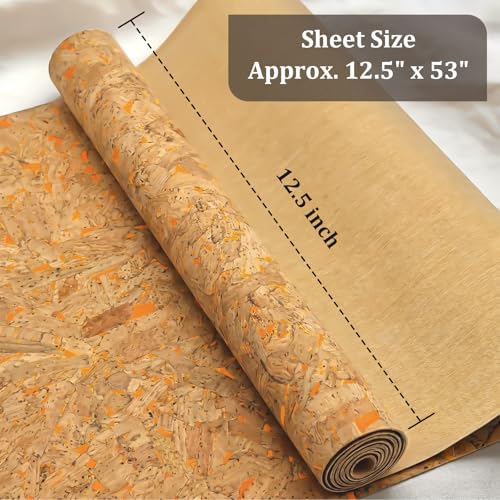 Image of SorenCut Cork Fabric Roll 12.5 x 52 Inch - Mosaic Gold Embellished Cork Leather Fabric for Earrings, Bow Making, Bags, Wallets & DIY Sewing Projects - Vegan Leather Alternative Craft Sheet