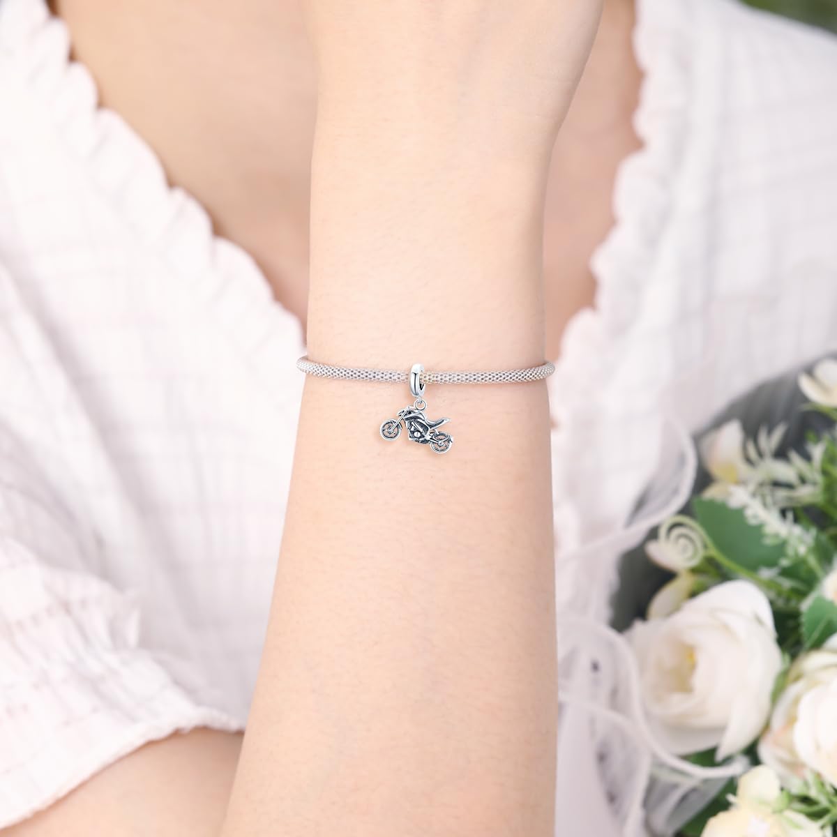 Charm Colgante de Plata 925 para Mujer Charm de Flor, Regalo para Madre Mamá Hija Niña, Joyas para Cumpleaños San Valentín y Navidad