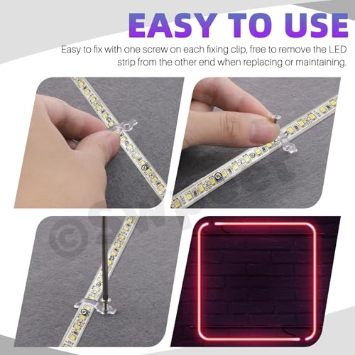 Image of Swpeet 400Pcs 8mm /10mm /12mm White and Clear LED Strip Light Mounting Brackets with Screws Assortment Kit, One-Side Fixing Clips Mounting Clips Clamps