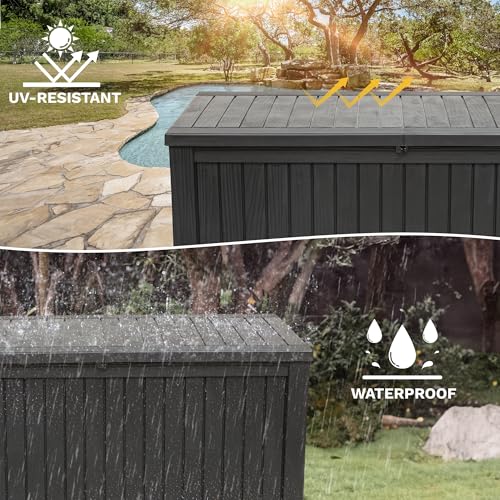 image for DWVO 180 Gallon Extra-Large Patio Deck Box, Waterproof Resin Outdoor S