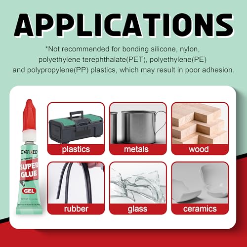 super glue gel clear for wood plastic metal instant superglue all purpose multipack cyanoacrylate adhesive repair ceramic model leather rubber glass pottery strong bonding single use glue minis