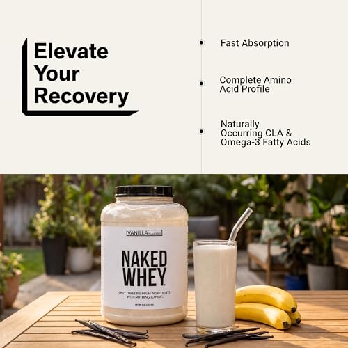 Image of NAKED Vanilla Whey Protein Powder - All Natural Grass Fed Whey Protein Powder, Vanilla Flavor, Organic Coconut Sugar, 5Lb Bulk, GMO-Free, Soy Free, Gluten Free - 61 Servings