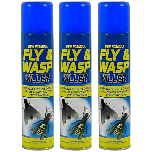 3 x 300ml Fly & Wasp Flying Insect Killer Spray Advanced Formula Kills Flies Wasp Midges Mosquito Fast Acting