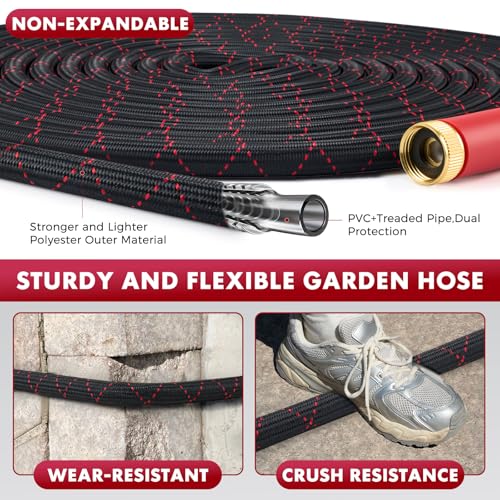 PANYEE 50FT Garden Hose, Flexible Water Hose,Lightweight Non-Expanding Leak Proof hose with 10 Functions Sprayer, Durable, Anti-Kink,Pressure Resistant for Yard, Outdoor by PANYEE - Used condition - Image 4