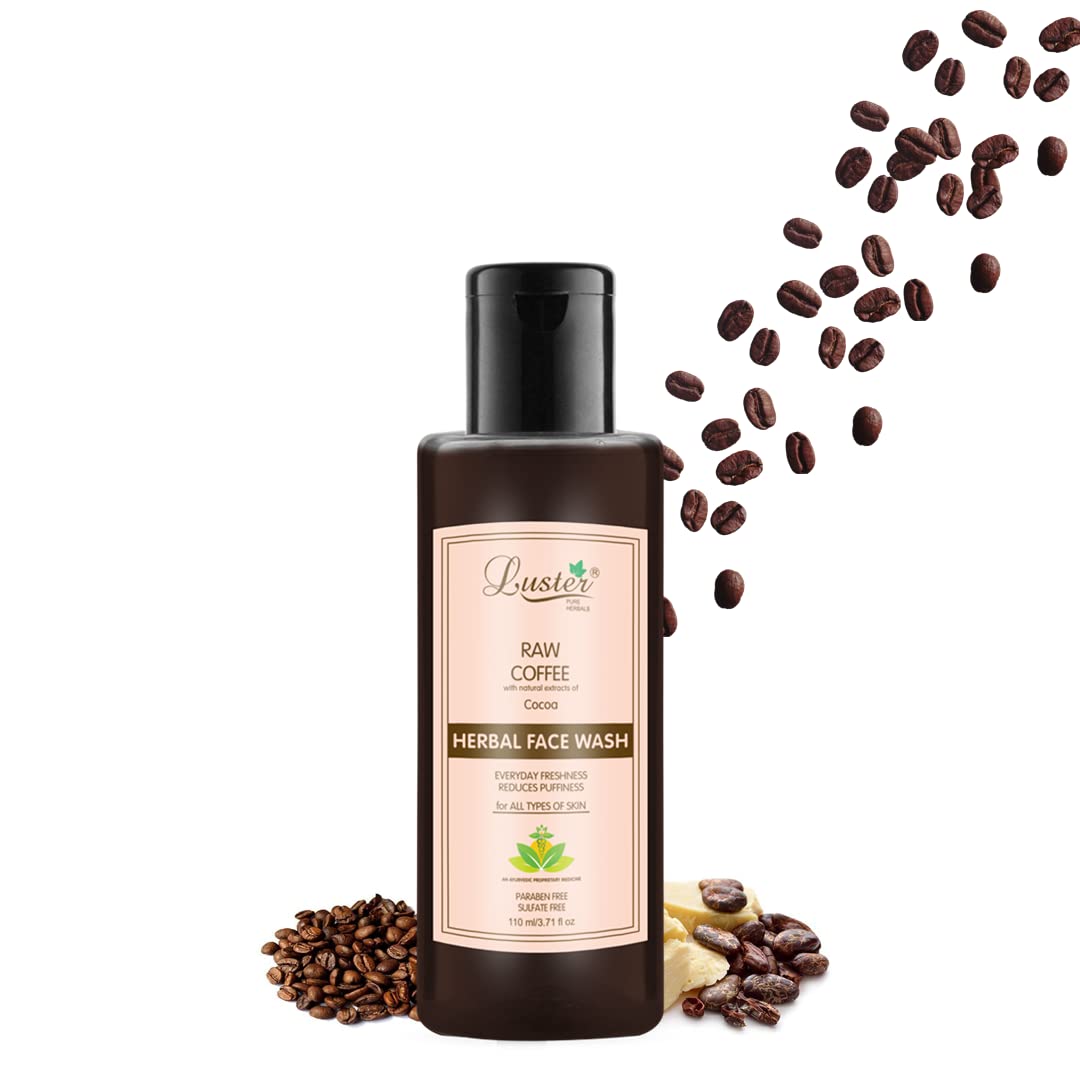 Luster Raw Coffee Face Wash | Enriched With Cocoa Extracts | Reduces Puffiness | Face Wash For Glowing Skin | Women & Men’s Face Wash (Paraben & Sulphate Free) -110 ml
