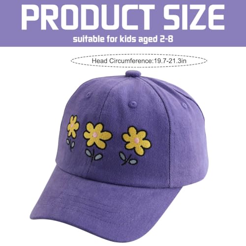 Baseball Hat for Toddler Girls Ages 2-8, Cute Embroidered Adjustable Vintage Washed Kids Baseball Cap2