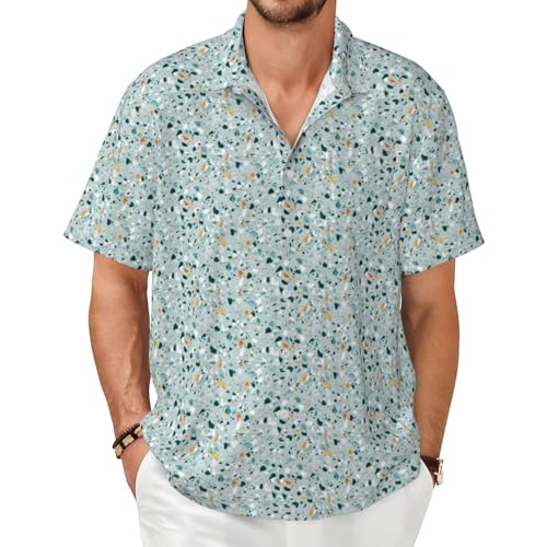 Chemise manches courtes Terrazzo style marbre pastel pour l'été