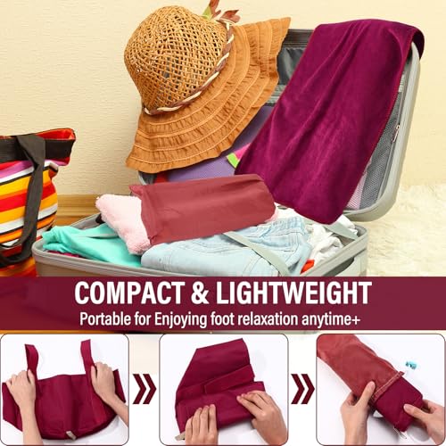 FillTouch 12 Pcs 15L Foldable Foot Soaking Tub Kit Portable Foot Bath Tub for Soaking Feet with Towel and Storage Bag Soak Spa Bucket for Travel Camping (Claret) by FillTouch - Image 6