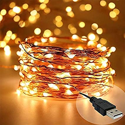Image of Desidiya Copper Fairy String Lights with USB Cable for Home Decoration (Pack of 1,10 Meters)