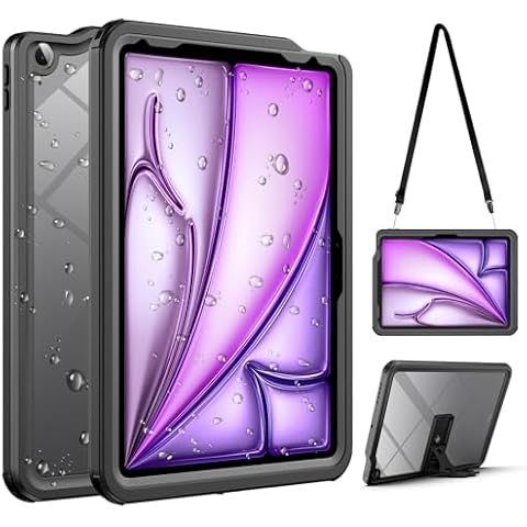 Waterproof Case for iPad Air 11 Inch Case 6th Generation M2 2024,Built-in Screen Protector/Kickstand/Full-Body Shockproof Protective Cover for iPad Air 6th/5th/4th Gen (11/10.9 Inch, 2024/2022/2020) Cover