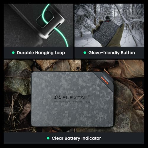 Image of FLEXTAILGEAR 5000mAh Power Bank, Outdoor Portable Power Bank | Ultra-Lightweight Outdoor Travel Fast Charging Waterproof Carbon Fiber, Slim USB-C Portable Charger Battery Pack for Phones