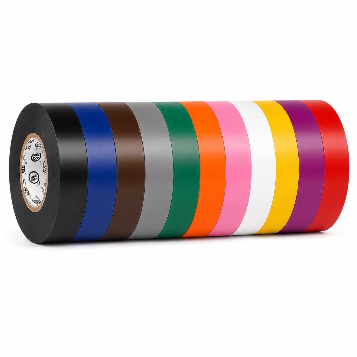 GGR Supplies EL-766AW Rainbow General Purpose Electrical Tape, 3/4 Inch x 66 Feet, 7 Mil PVC, UL/CSA Listed Core, 600V Flame-Retardant Insulation for Wire Splicing, Bundling &amp; Color Coding, Pack of 11