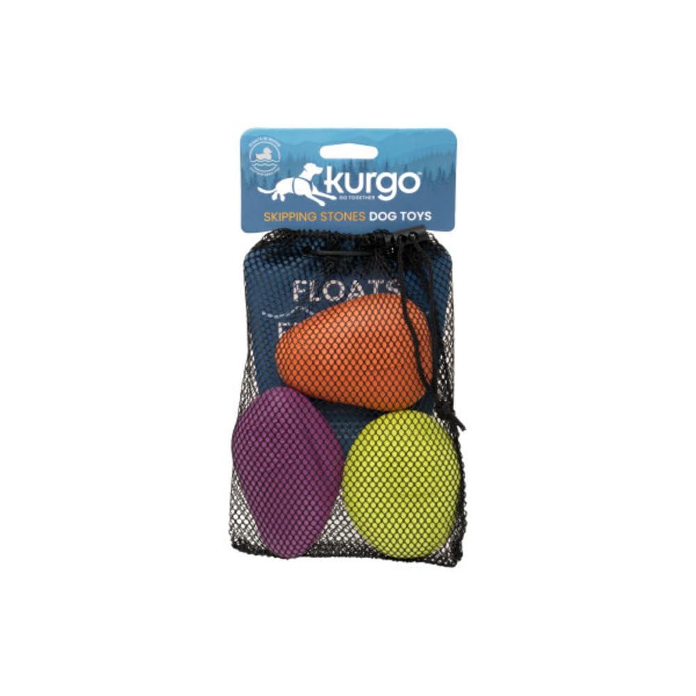 Kurgo Apportierspielzeug für Hunde - Fördert das Spielen im Wasser und Bewegung - Langlebiges Schwimmspielzeug - Leuchtende Farben - Schwimmende Apportiersteine - Ungiftig - 3er-Pack