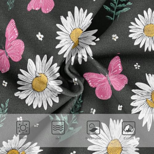 Wusikd Black White Daisies Girls' Underwear Cotton Pink Butterflies Girls Briefs Soft Toddler Underwear 2T3