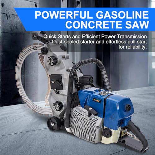 KATSU Tools Petrol Ring Saw, 5000W Powerful Gasoline Concrete Saw, 400mm Disc Cutter, 290mm Cutting Depth, in Toolbox, for Construction, Demolition & Precision Cutting Tasks - Image 5