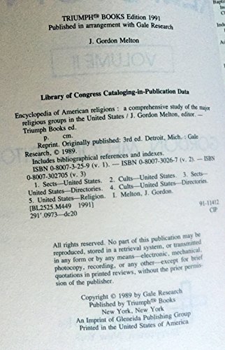 Encyclopedia of American Religions: A Comprehen... 0800730275 Book Cover