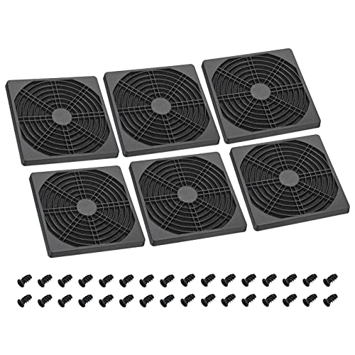 PATIKIL 120mm Cooling Fan Filter with Screw, 6 Pack ABS Ventilator Grill Protector Guard for Fan Protective Cover DIY Black