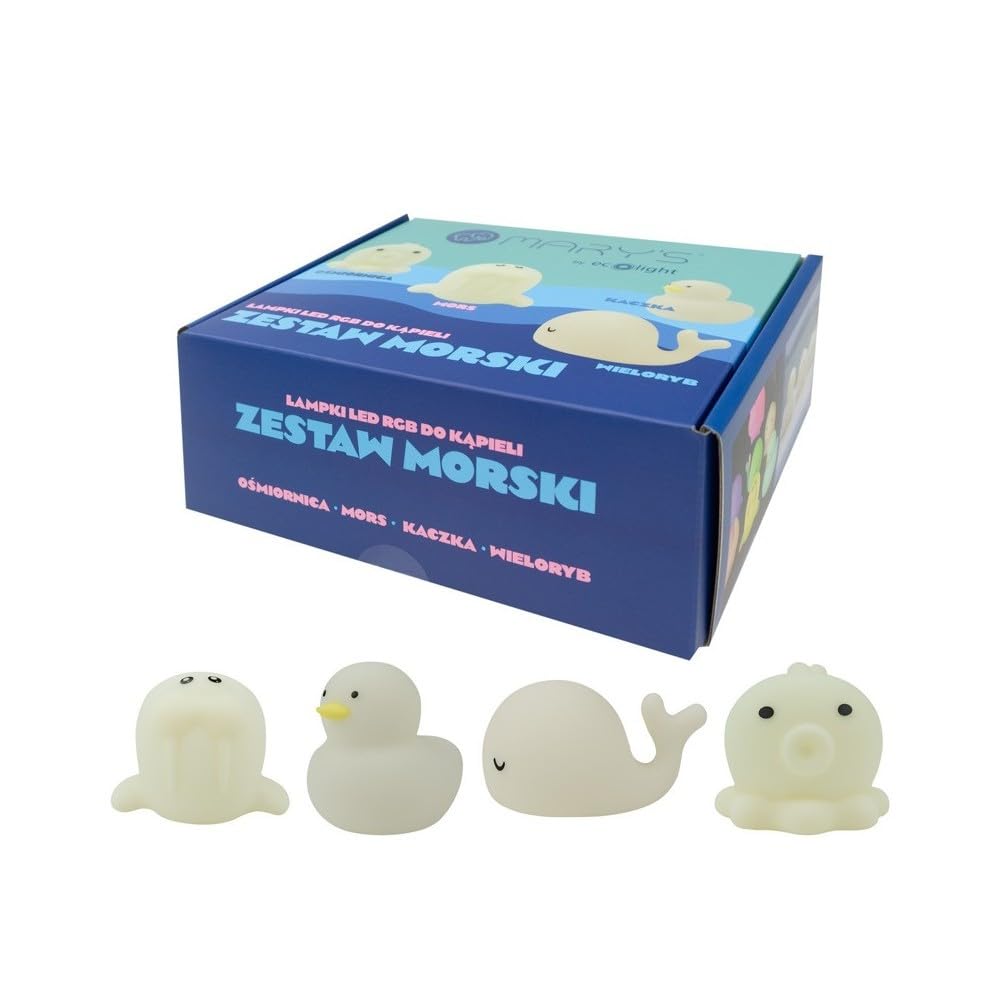 Set de 4 Veilleuses LED Animaux Marins - Éclairage RGB Changeant - Étanches IP67 - Jouets Flottants en Silicone pour Bain et Décoration
