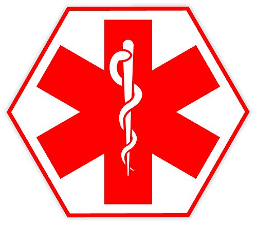 Medical Alert Symbol sticker decal 5" x 4"