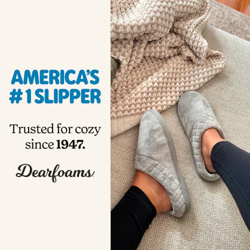 Image of Dearfoams Women's Lightweight Memory Foam Indoor House Slipper Darcy Velour Clog with Wide Widths