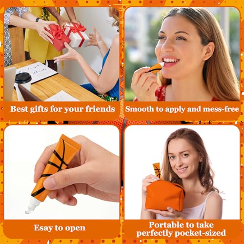 Image of 36 Pcs Basketball Party Favors Team Gifts Basketball Lip Balm Bulk 0.35 oz Vanilla Flavored Moisturizing Lip Sports Gift for Team Teen Adults Birthday Party Game Supplies