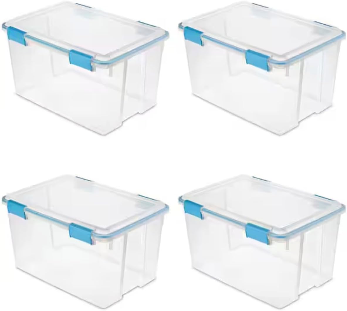 Clear Plastic Storage Bin with Gasket, 54 Quart, Clear (4-Pack) CU25245