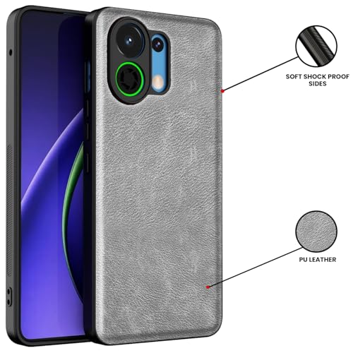 Image of Kapa Tux Leather Back Cover for Oppo K13 Turbo / K13 Turbo Pro | Slim Shockproof Camera Protection Bumper Case (Grey)