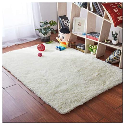 CHZDXGNY Vardagsrum soffbord filt nordisk stil långt hår matta sovrum sängmatta förtjockat tvättat hår halkfri matta 200 x 300 cm 12
