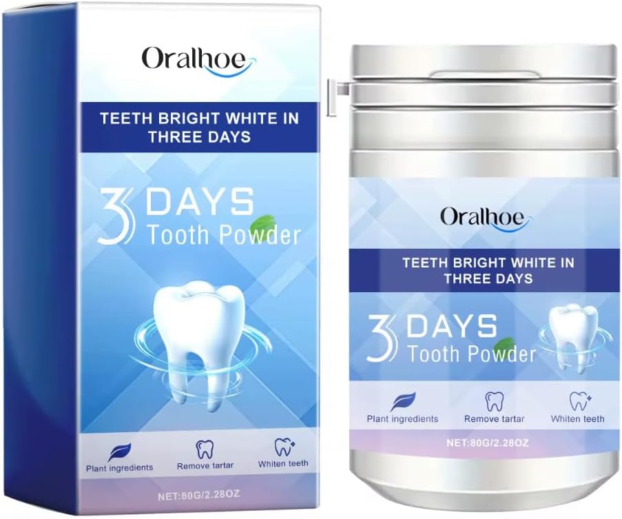Teeth Whitening Powder, 3 Days Bright White, Plant Ingredients, Remove Tartar, 80G