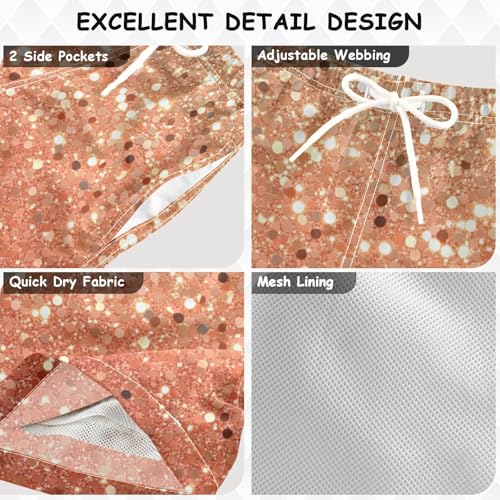 Pigsaly Boys Swim Trunks Peach Coral Gold Flash Gradient Glitter Boys Board Shorts Swimsuit Swimwear Summer Bathing Suit XS3