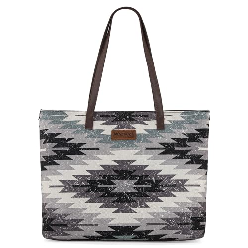 Image of Montana West Wrangler Aztec Print Canvas Tote Bag Capacity Shoulder Bag for Work, Travel & Everyday Use